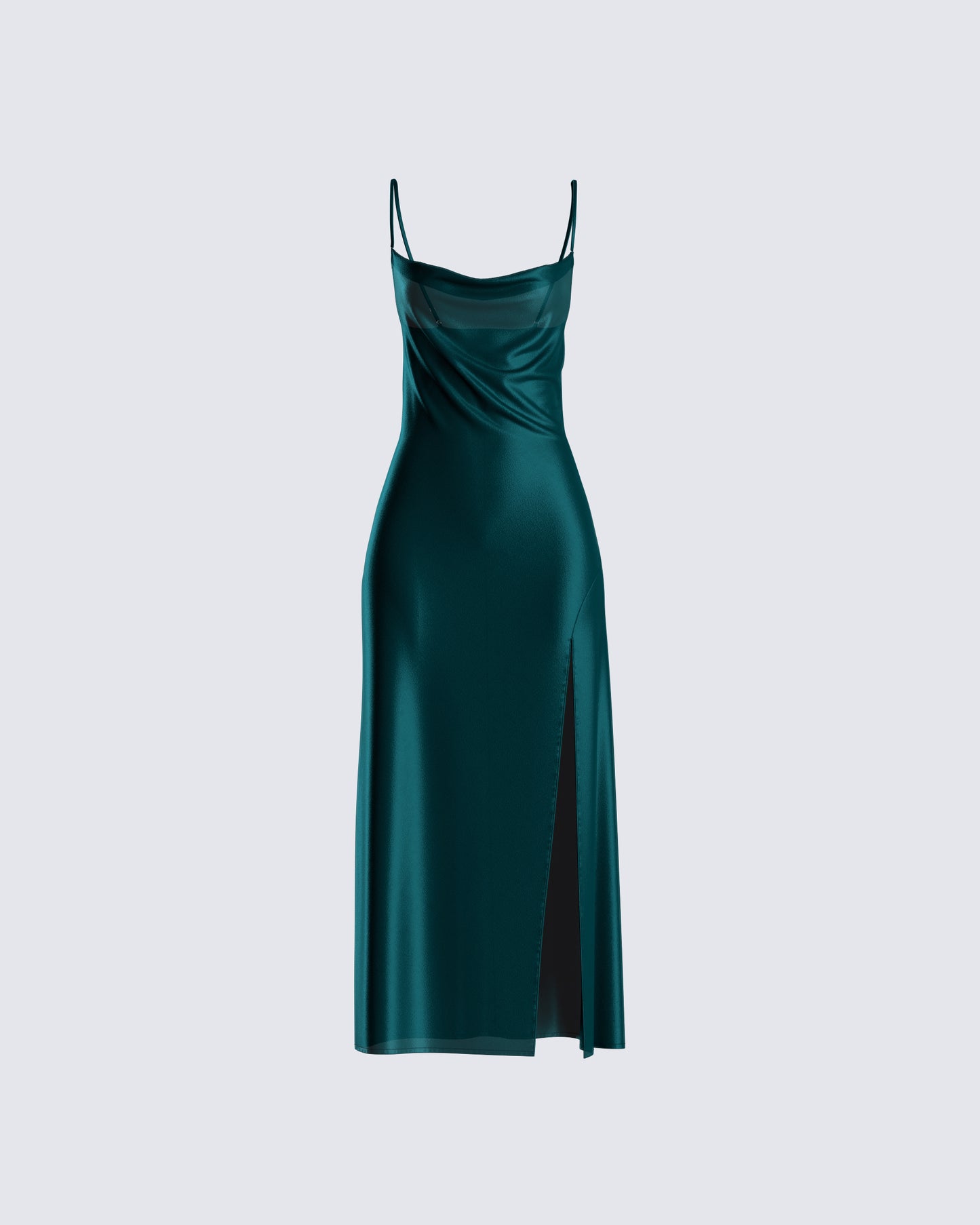 Alina Emerald Satin Midi Dress