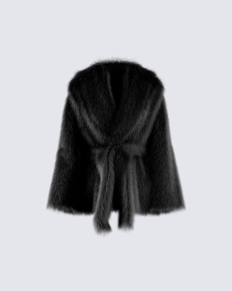 Victoria Black Fur Coat