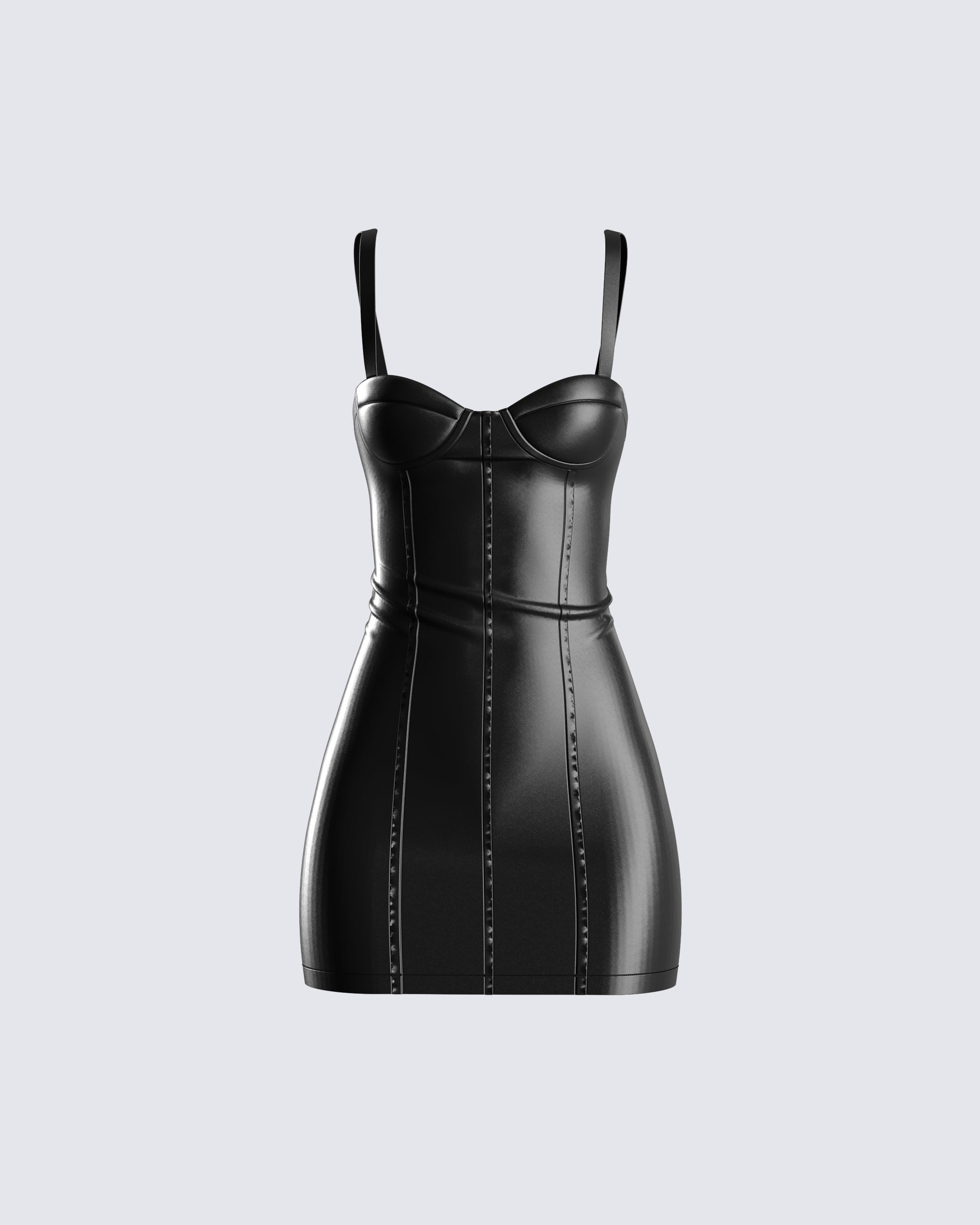 Black Vegan Leather Mini Dress - Corset Bustier Bodycon FINESSE Black Vegan Leather Mini Dress - Corset Bustier Bodycon FINESSE