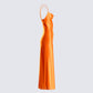 Alina Orange Satin Midi Dress