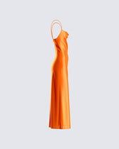 Alina Orange Satin Midi Dress – FINESSE