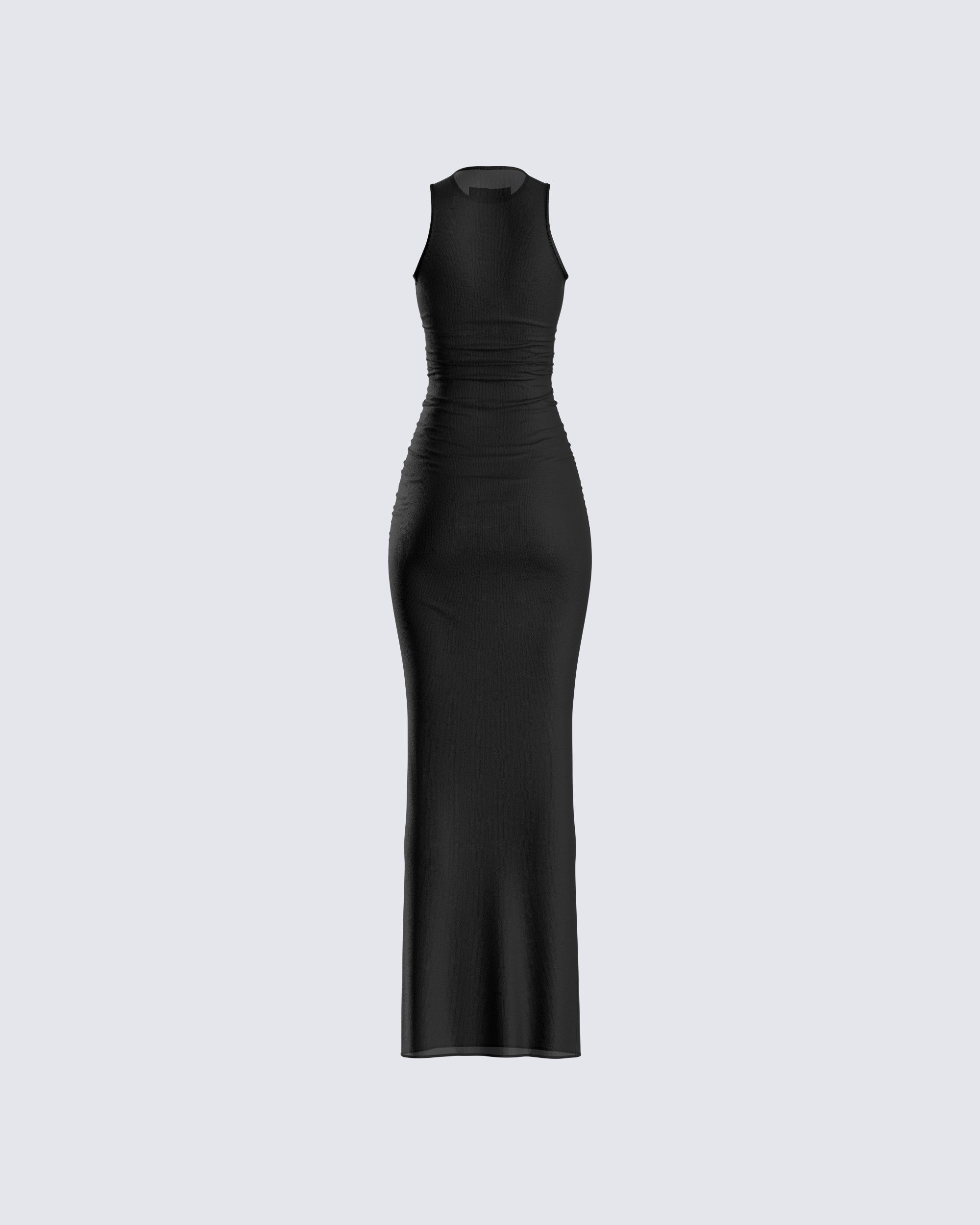 Rosario Black Mesh Maxi Dress