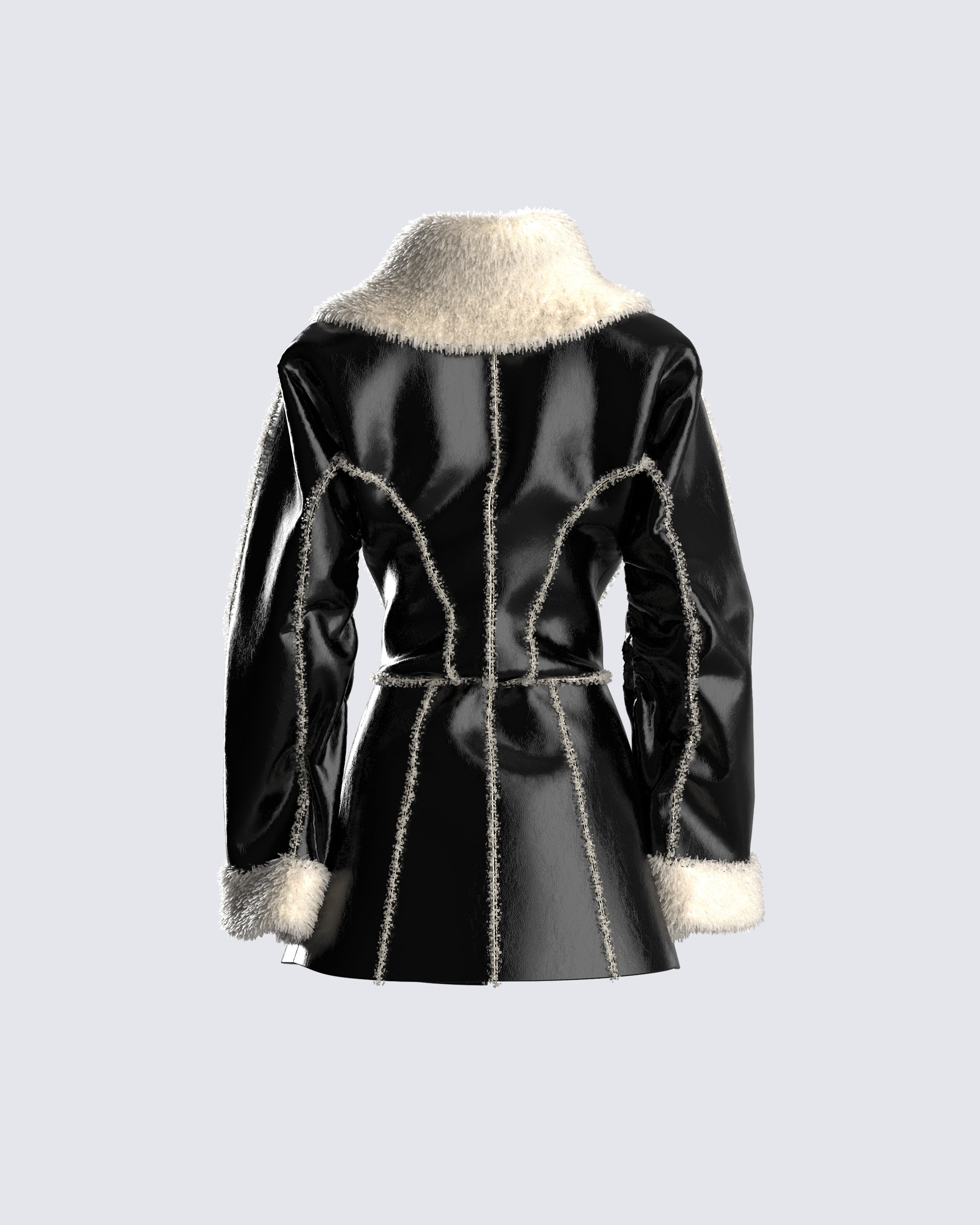 Faux fur-trimmed leather jacket in black - Magda Butrym | Mytheresa