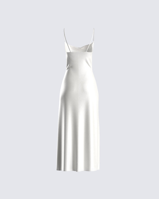 Alina White Satin Midi Dress – FINESSE