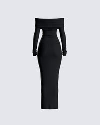 Kyan Black Off Shoulder Maxi Dress
