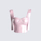 Edith Pink Satin Corset Top