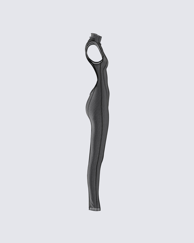 Zeal Black Mesh Bodycon Maxi Dress