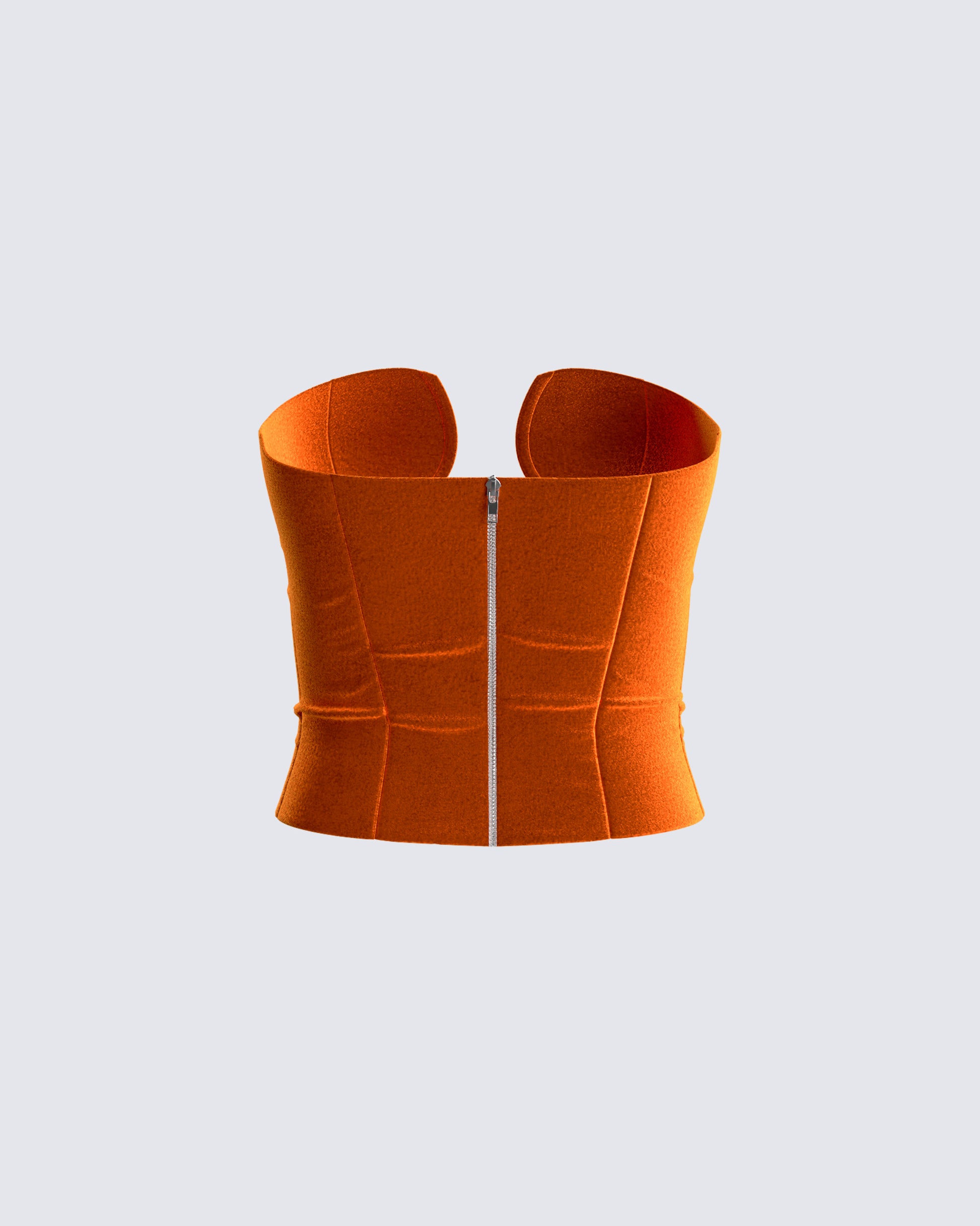 Rae Orange Velvet Strapless Top