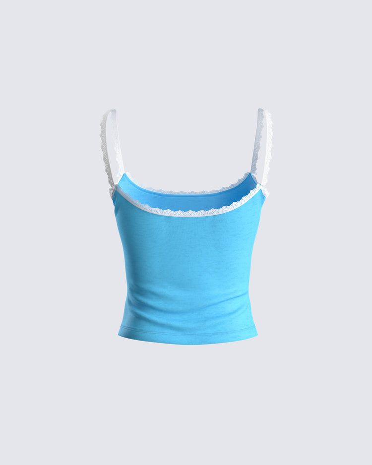 Shannon Blue Embroidered Knit Top