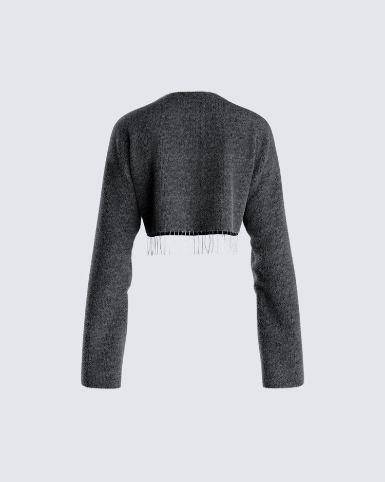 Josephine Grey Crystal Sweater Top