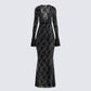 Lilith Black Lace Maxi Dress