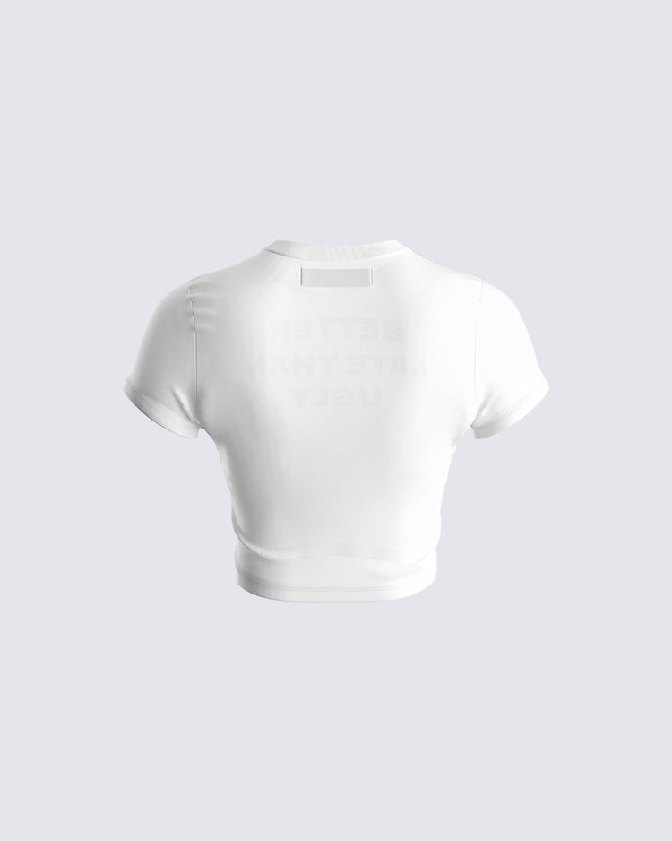Nat White Jersey Graphic Top