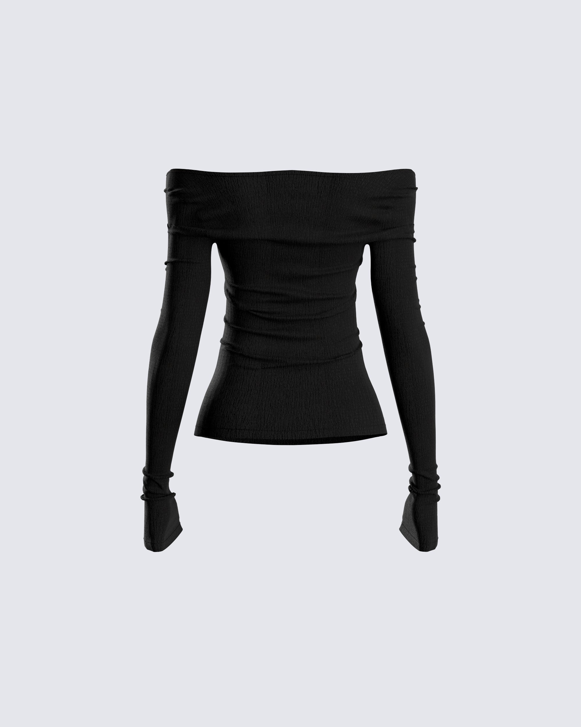 Leslie Black Off Shoulder Top FINESSE