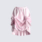 Edith Pink Satin High Low Skirt