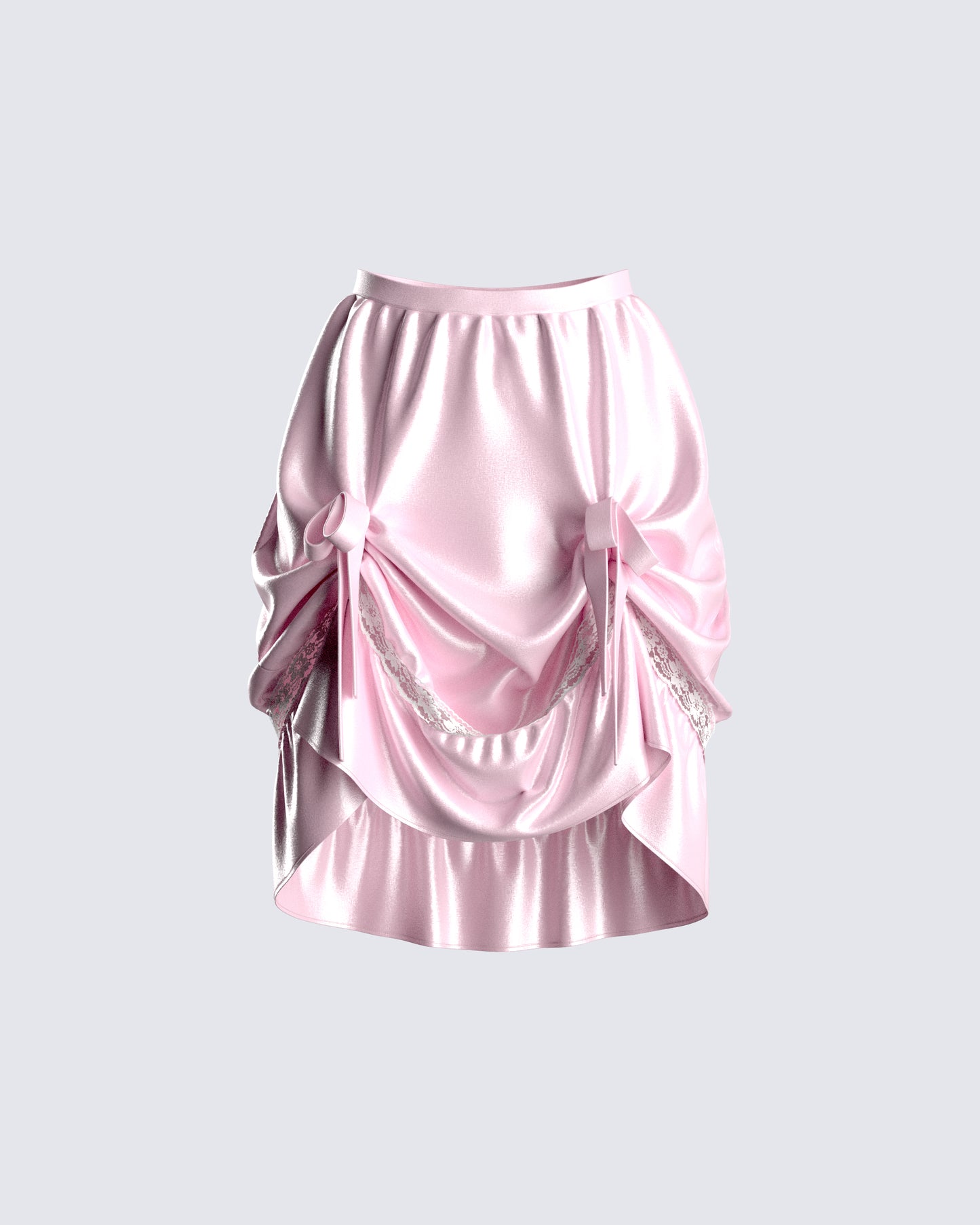 Edith Pink Satin High Low Skirt