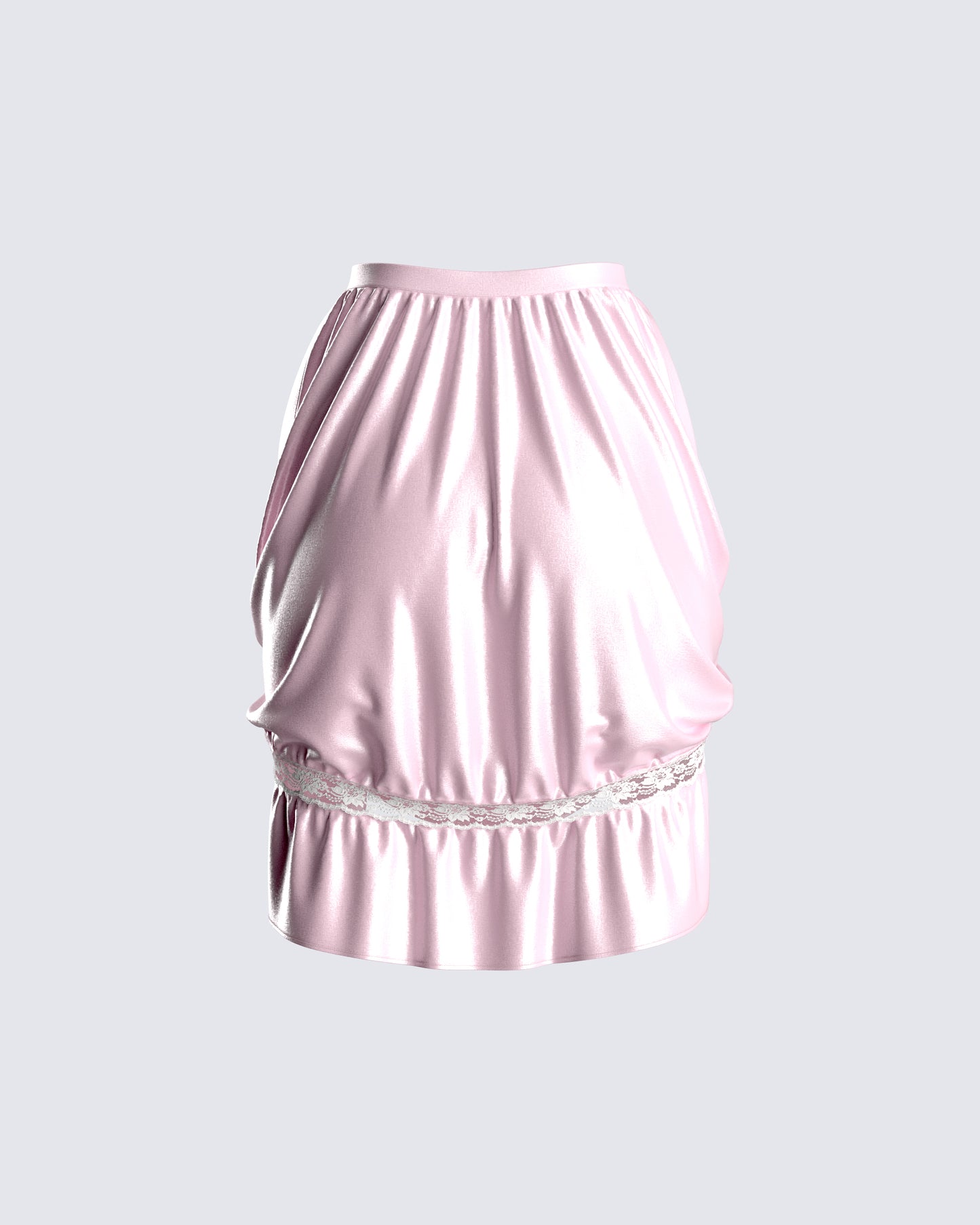 Edith Pink Satin High Low Skirt