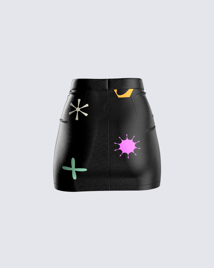 Jordy Black Vegan Leather Skirt