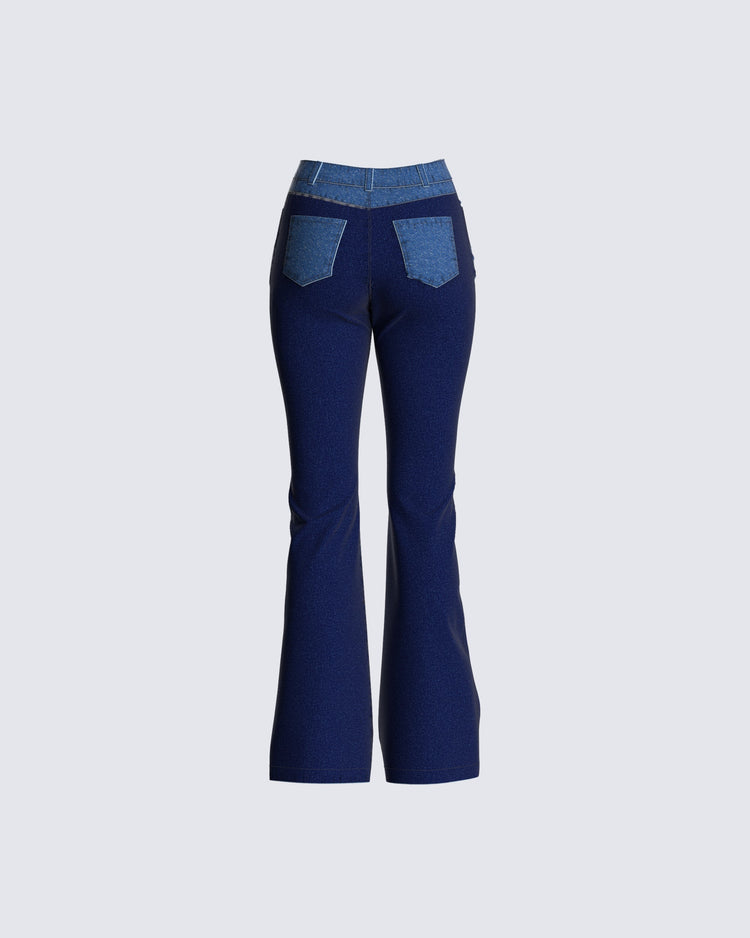 Mira Patterned Blue Jeans