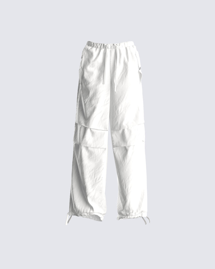Maddox White Parachute Pant