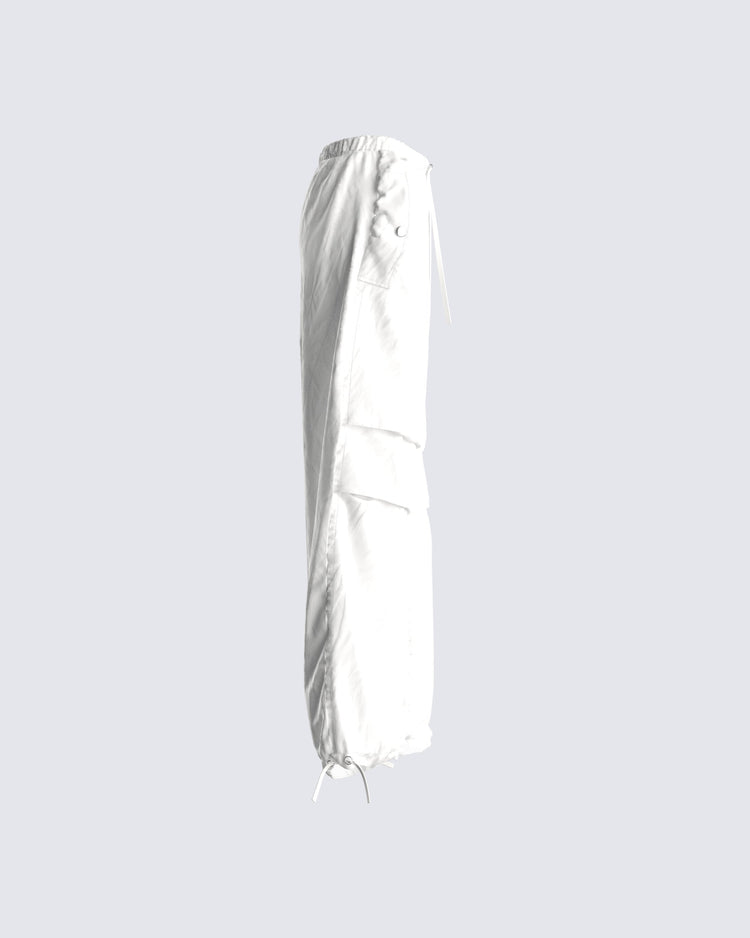 Maddox White Parachute Pant