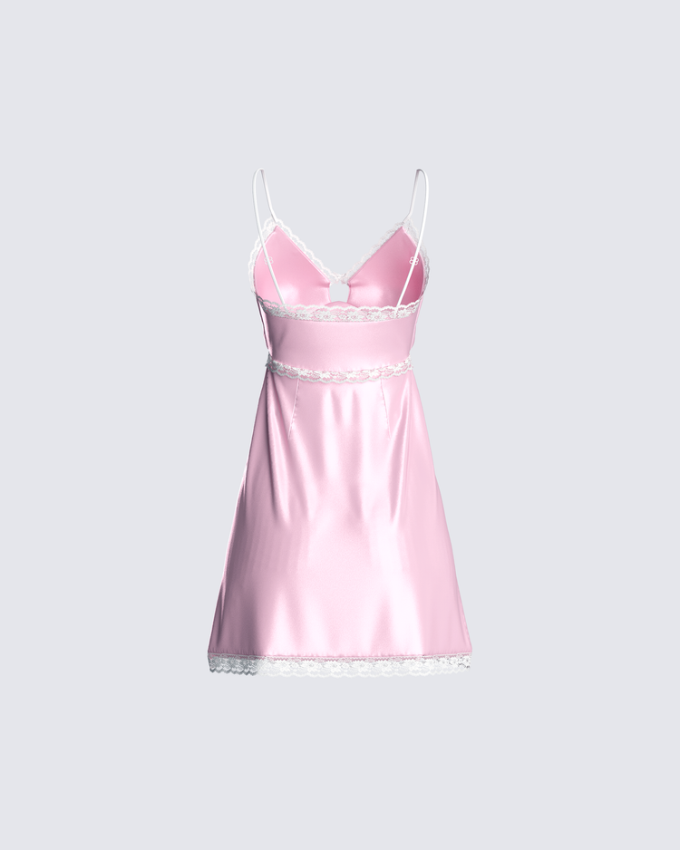 Marsha Pink Satin Mini Dress