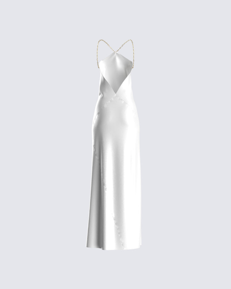 Nicola White Chain Maxi Dress