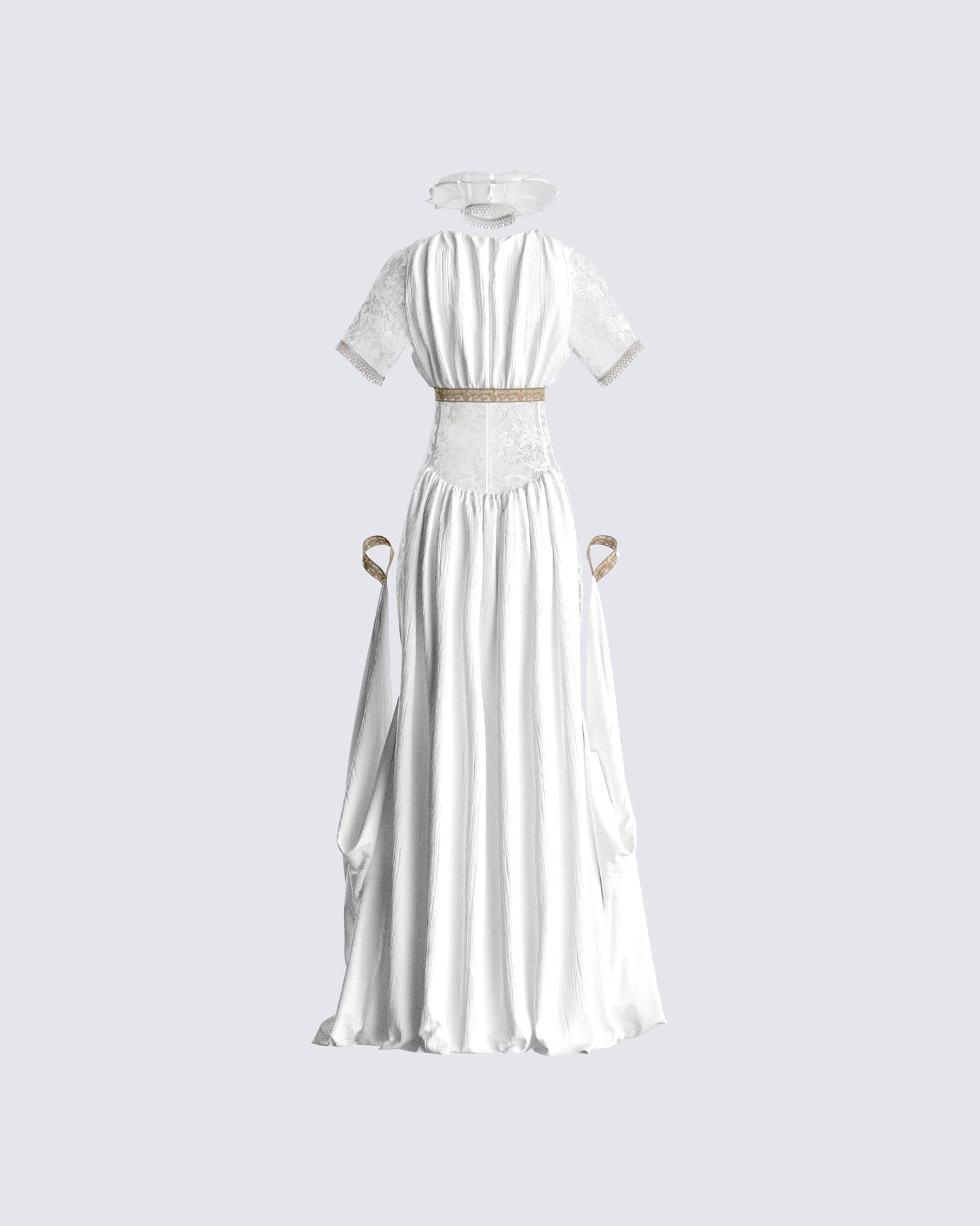 Melora White Maxi Dress & Collar