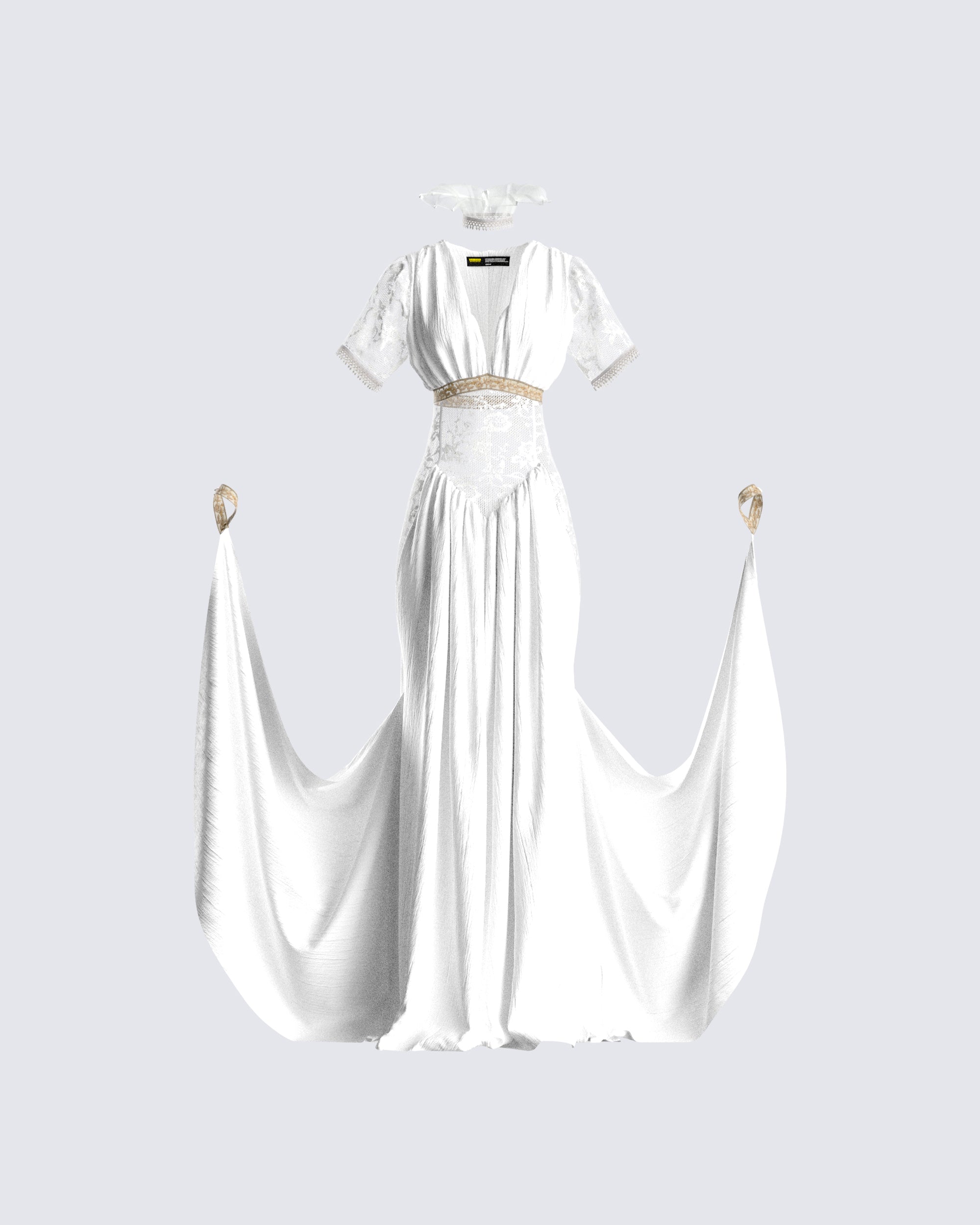 Melora White Maxi Dress Collar