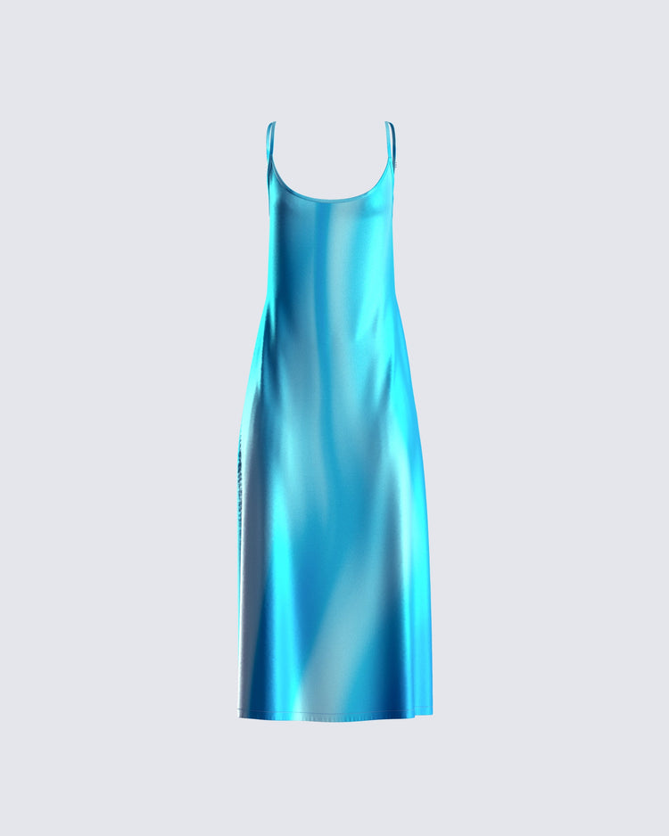 Astra Aqua Print Midi Dress
