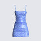 Laurel Mesh Printed Shirred Mini Dress