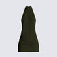 Jess Olive Halter Dress