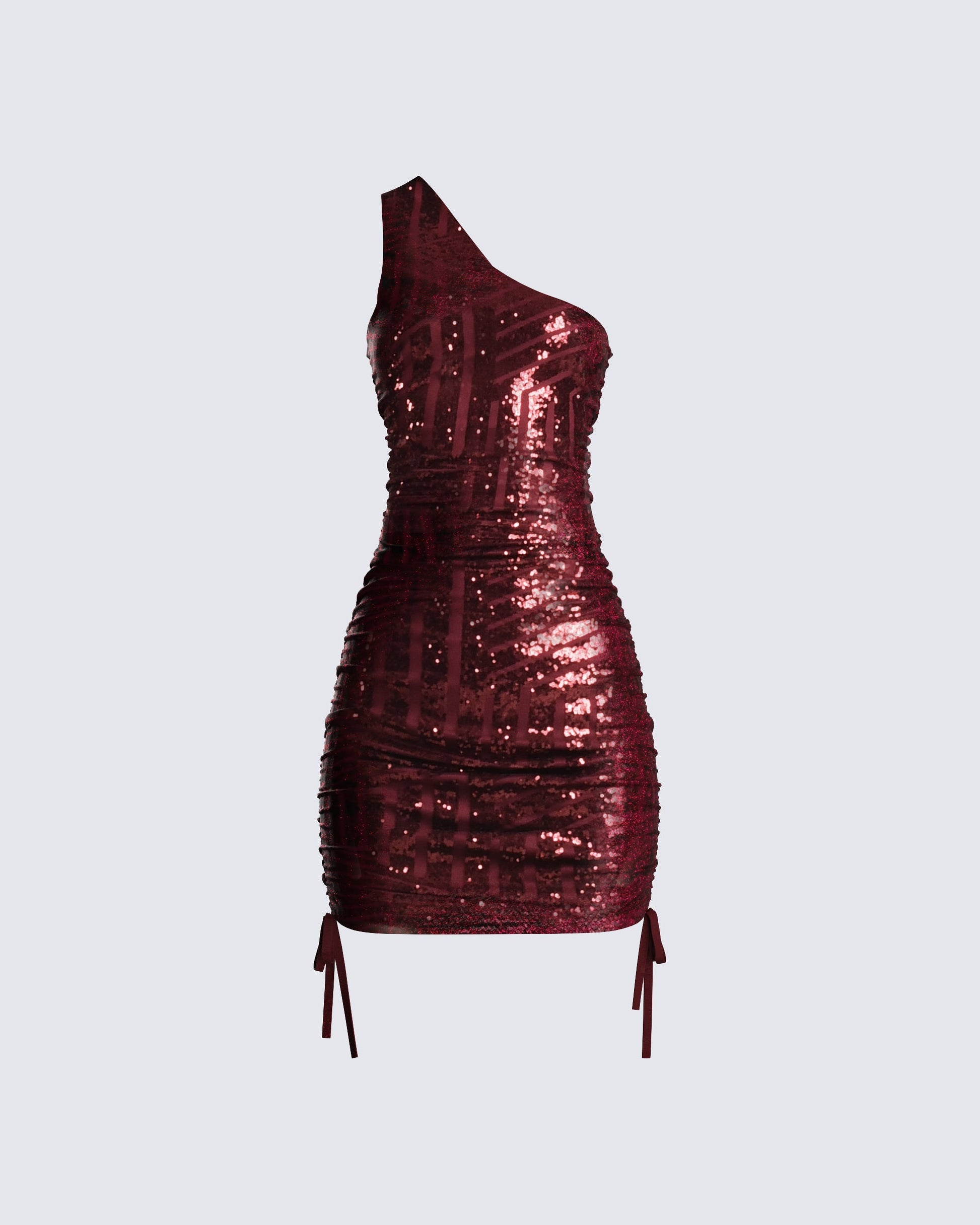red sequin dress one shoulder ALYCE Paris 61183 Red Asymmetrical One Shoulder Plush Sequin Dress
