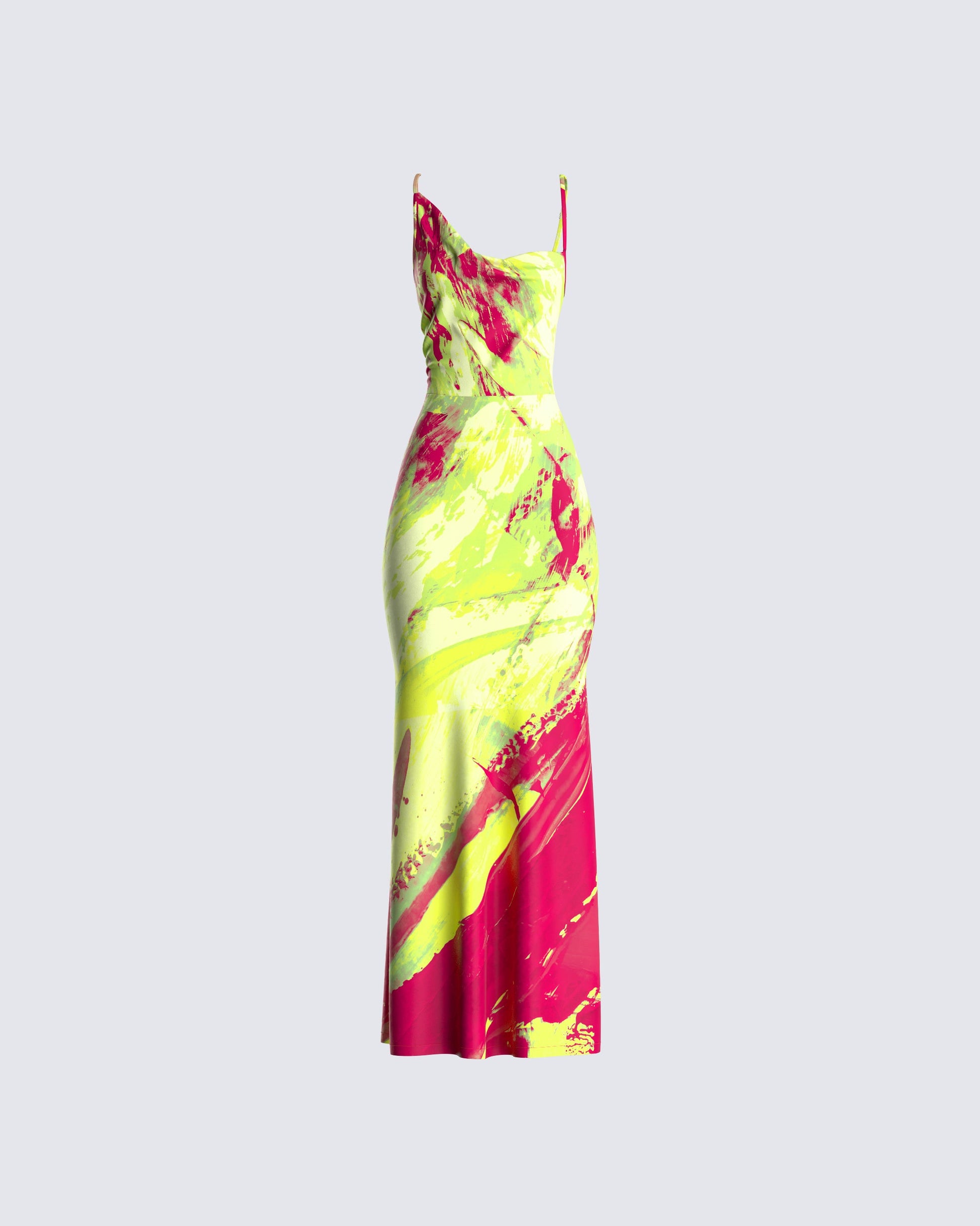 neon maxi dress for women Neon Abstract Print Maxi Dress