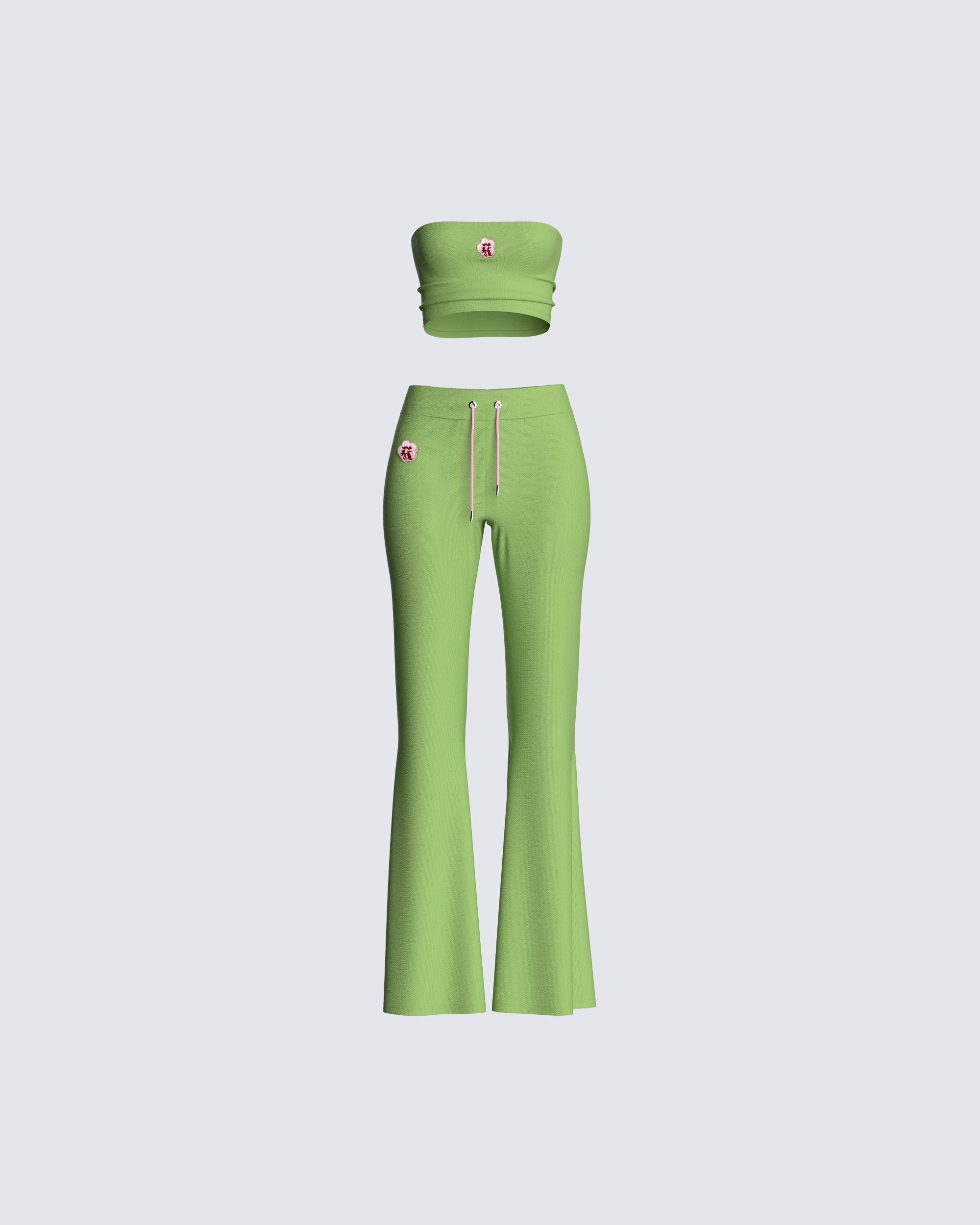 Logo cotton jersey flared pants in green - Palm Angels | Mytheresa