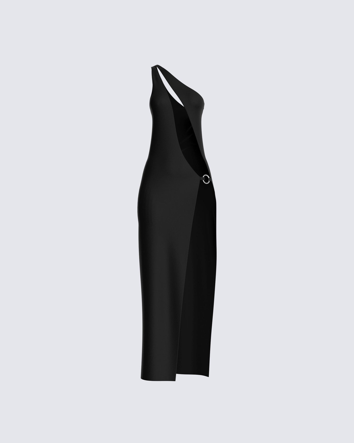 Black One Shoulder Maxi Dress - Cutout Formal Gown M Black One Shoulder Maxi Dress - Cutout Formal Gown M
