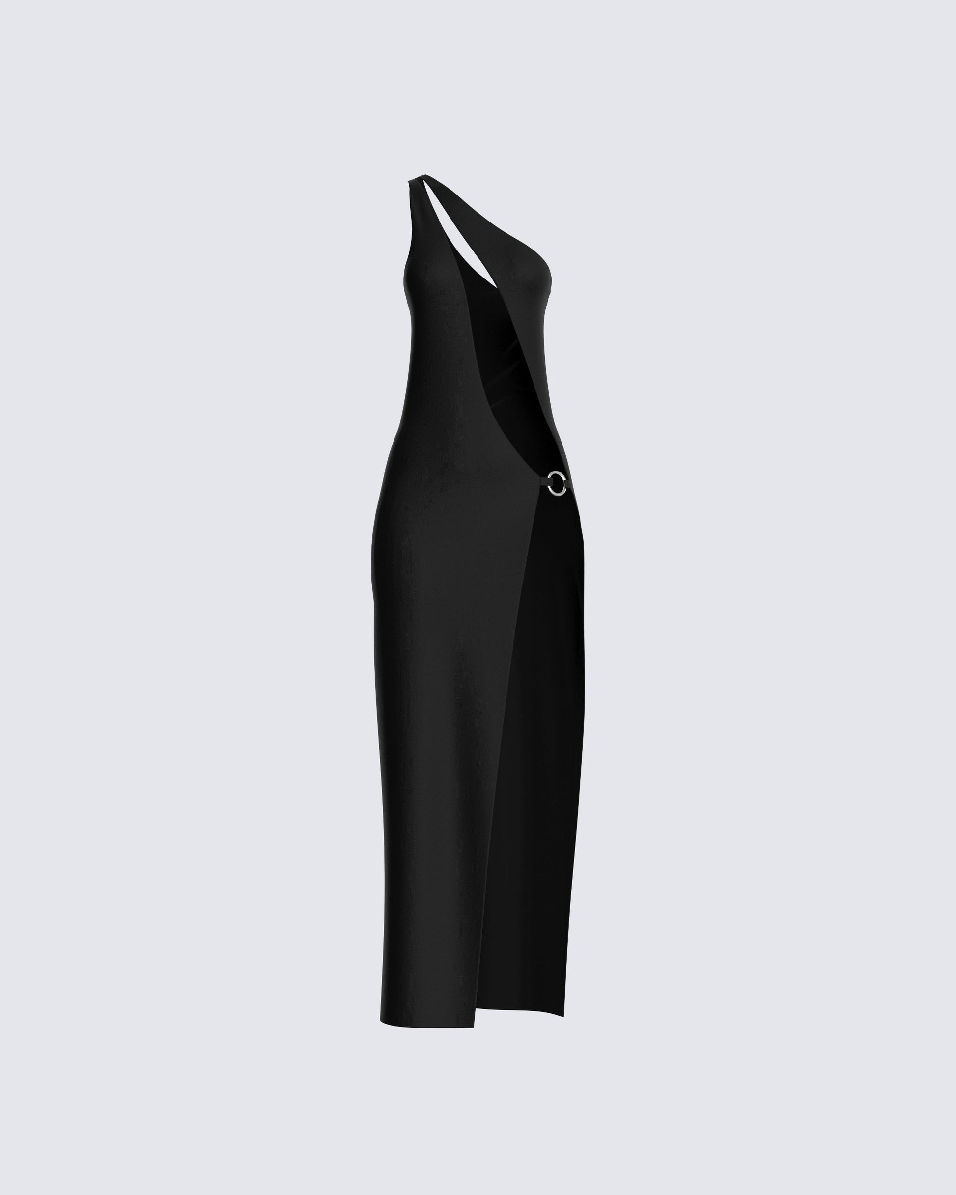 Black One Shoulder Maxi Dress - Cutout Formal Gown M Black One Shoulder Maxi Dress - Cutout Formal Gown M