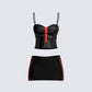 Leon Black Top & Skirt Set