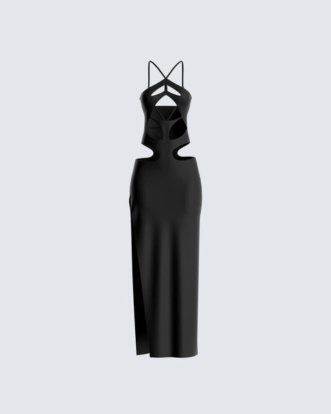 janine black cut out maxi dress Black Cutout Maxi Dress