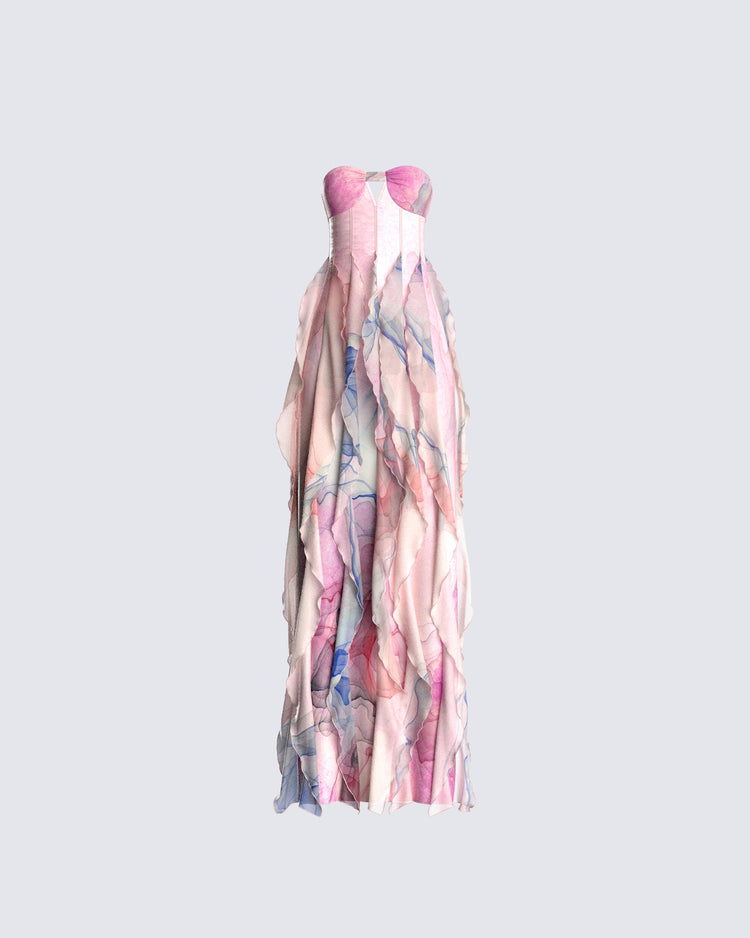 Aurora Abstract Print Gown