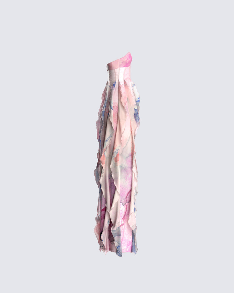 Aurora Abstract Print Gown