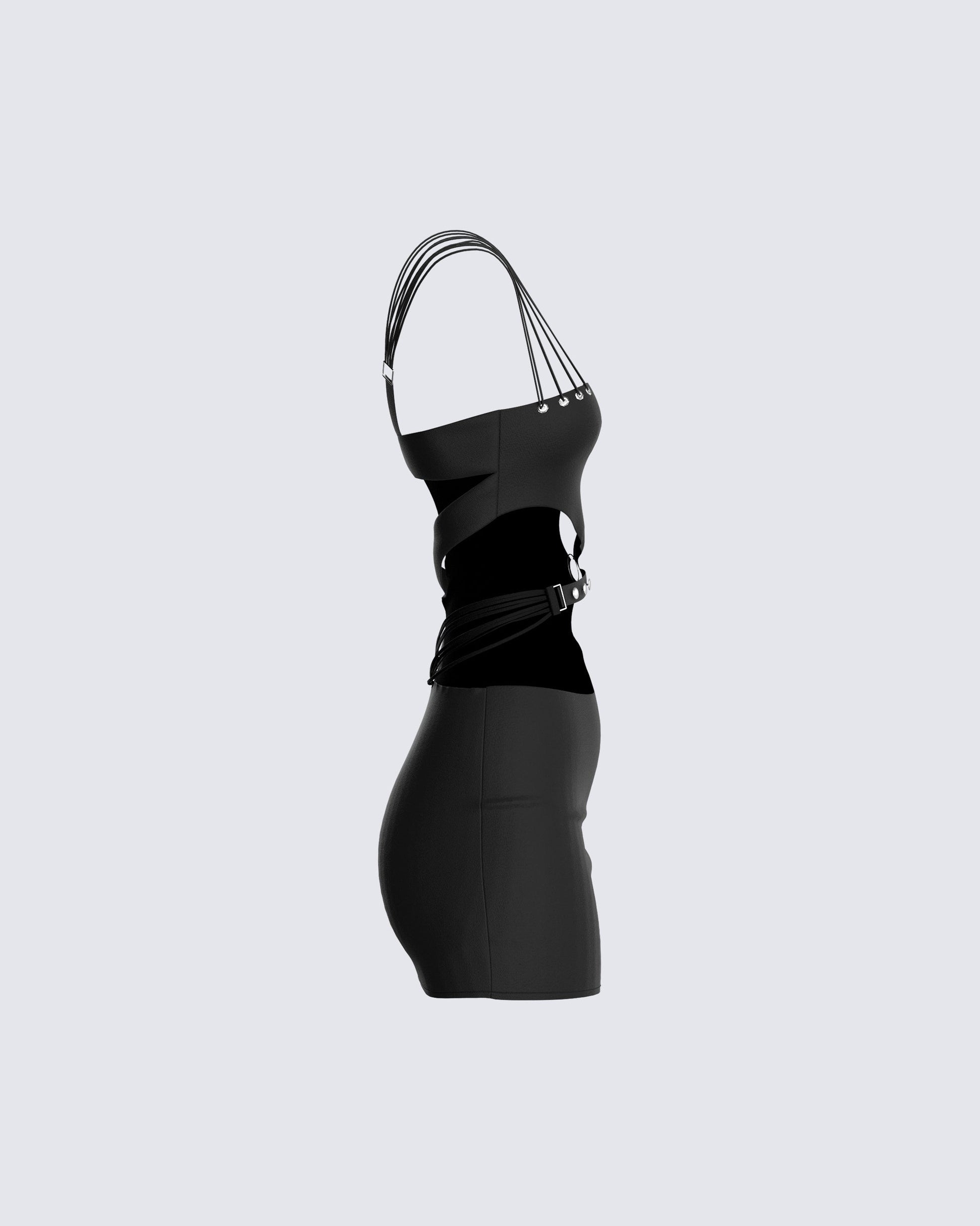 black mini dress with side cutouts The Twiggy Cut Out Mini Dress