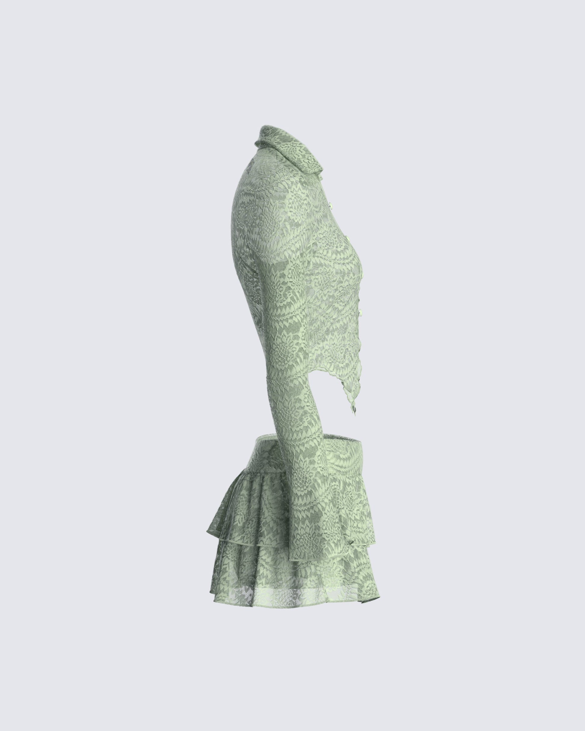 Sage Green Lace Two-Piece Set - Crop Top Mini Skirt FINESSE Sage Green Lace Two-Piece Set - Crop Top Mini Skirt FINESSE