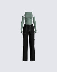 Eve Slinky Jersey Spaghetti Strap Top & Sleeves