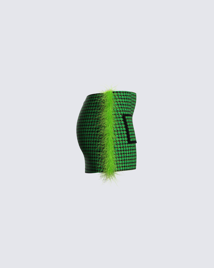 Misty Green Houndstooth Skirt