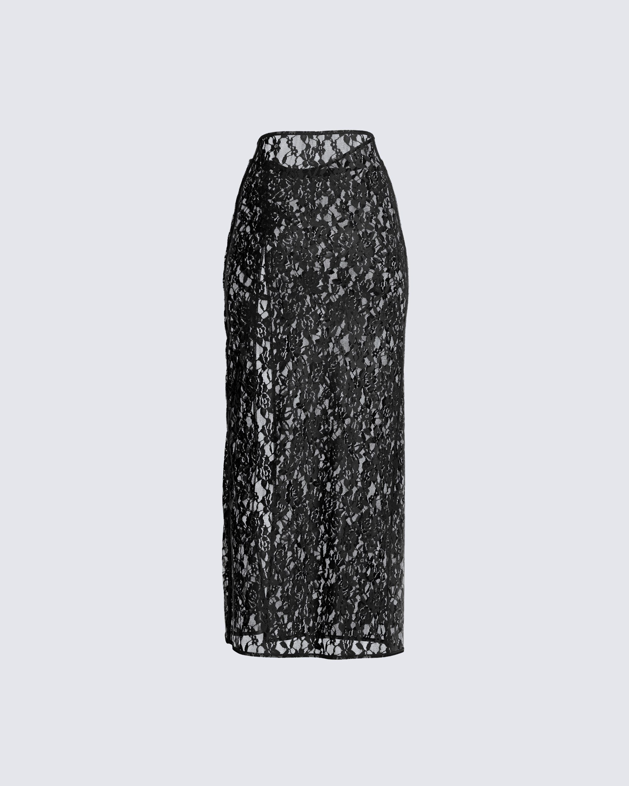 Beatrix Black Lace Skirt – FINESSE