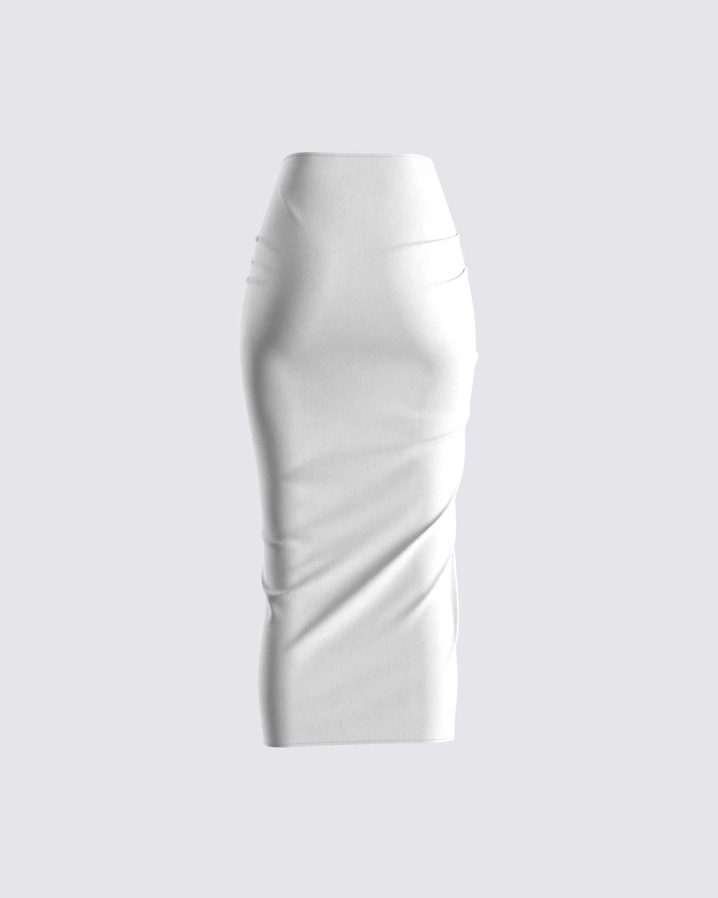 Adely White Shirred Midi Skirt