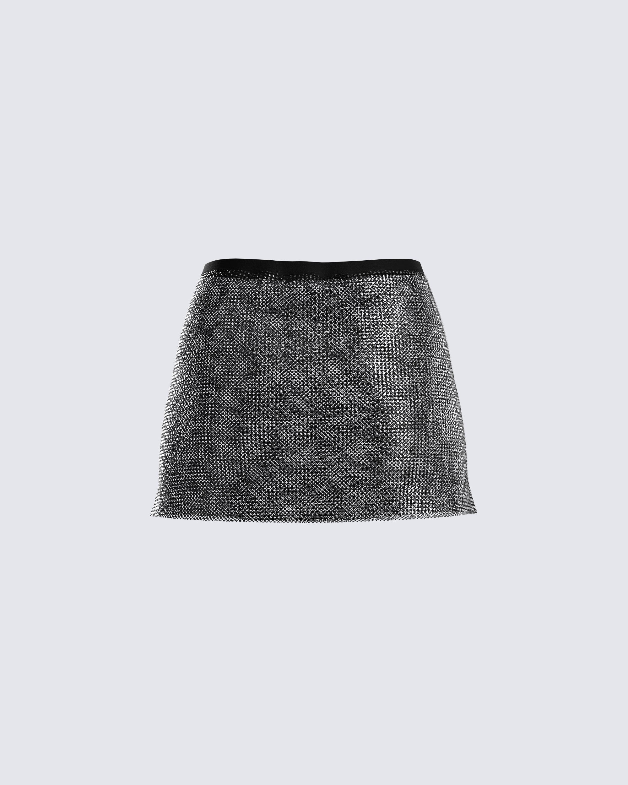 Dita Black Rhinestone Skirt – FINESSE