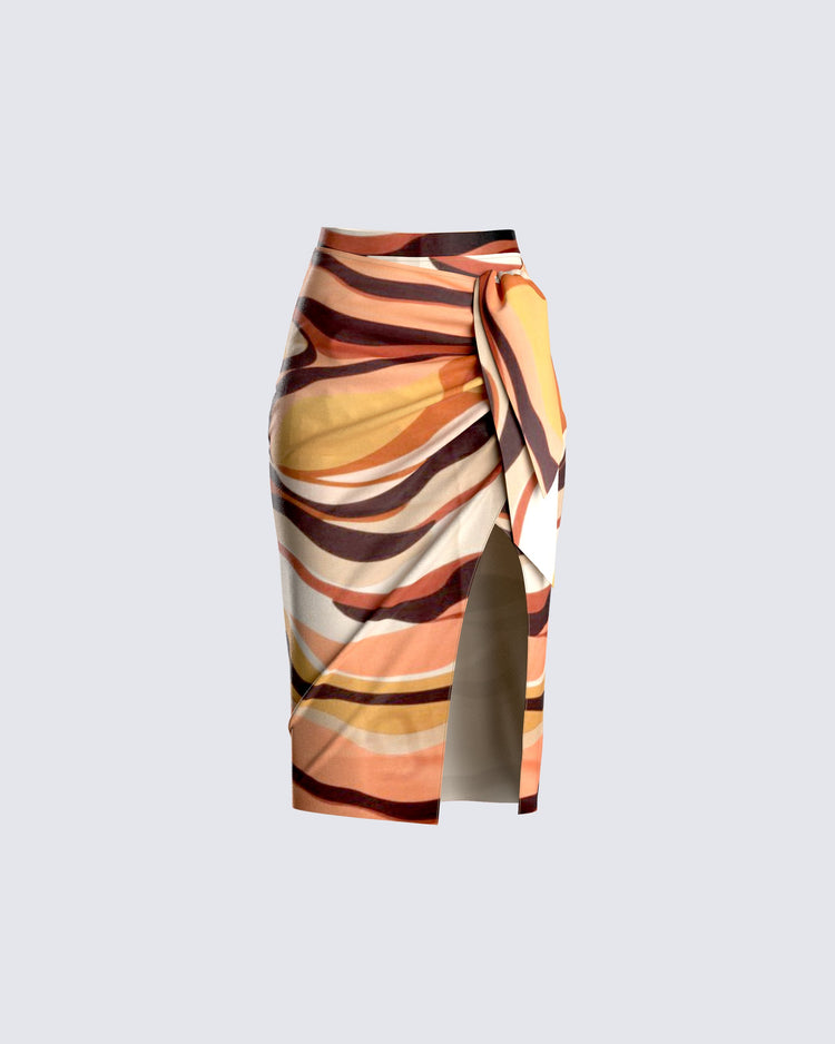 Coen Abstract Print Midi Skirt
