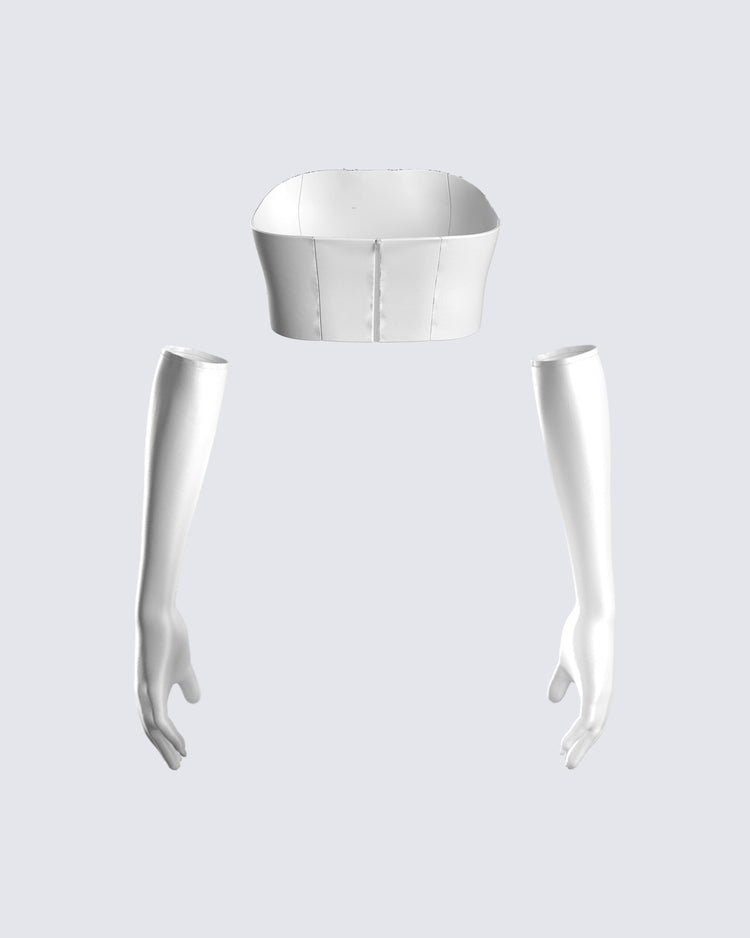 Kenny White Sequin Top & Gloves