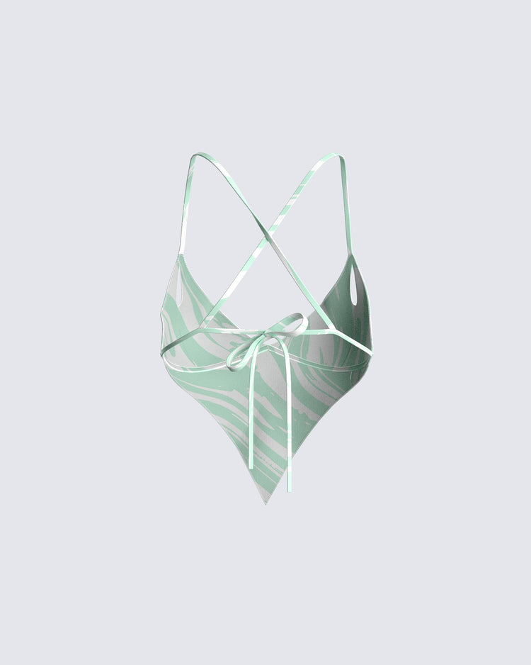 Fallon Abstract Print Triangle Top